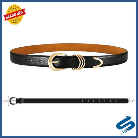 Adjustable Leather Belt with Gold Buckle for Jeans Dresses Pants main image 7